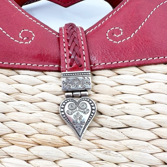 Brighton Braided Woven Wicker Straw and Heart Red Rattan - Picture 4 of 6